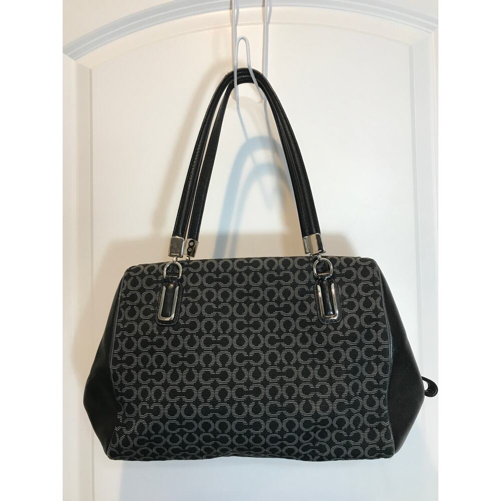 Coach Madison Madeline East/West Satchel Black/Gray Sig Jacquard EUC - Picture 3 of 10